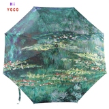 睡莲文艺复兴莫奈名油画创意遮太阳彩绘银胶防晒紫外线折叠晴雨伞