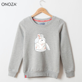 ONOZA2015春季新款韩国套头无帽卫衣女 瓶中的兔子印花时尚潮牌