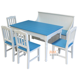 美美橙定制家具地中海实木餐桌椅组合6人卡座餐厅套组4人餐桌餐椅
