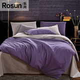 ROSUN/乐尚简约纯色双拼全棉四件套床单式纯棉素色1.8m2.0米套件