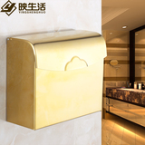 浴室金色纸巾盒欧式镀金纸巾架 方形厕纸盒 手纸盒 卫浴五金挂件