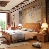 床辅+双人床1.8米成人实木床主卧新中式高箱床多功能木板床储物床