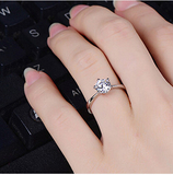 925纯银戒指环六爪锆石戒指女生结婚戒指食指1克拉仿真钻戒银饰品