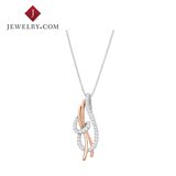  纯银14K玫瑰金流线型钻石吊坠时尚优雅气质女款饰品