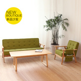 简约实木布艺沙发日式客厅单人沙发双人沙发小户型扶手沙发椅家具