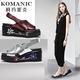 柯玛妮克正品牌2016夏季欧美时尚女鞋新款露趾厚底坡跟平底凉鞋女