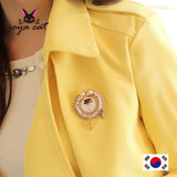 一件包邮 韩国正品饰品代购 女人头像钻石珍珠圆形复古胸针别针