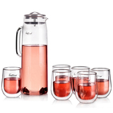 teatime杯子 水具套装 耐冷热玻璃茶具 1水壶6双层水杯 多款组合
