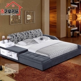 布艺床 双人床1.8米榻榻米储物床 简约现代可拆洗小户型软床婚床