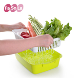 FaSoLa厨房沥水篮沥水果盘 塑料双层收纳篮 圆形方形洗菜篮子