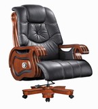 2010款老板椅 办公家具 办公椅真皮实木脚固定扶手皮艺大班椅