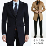 韩国代购男装新品韩版修身时尚简约男士毛呢大衣羊毛大衣妮子外套