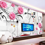 客厅3D壁纸墙纸定制整张壁画无缝墙布壁布电视背景墙心形玫瑰花画