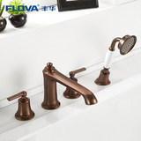 FLOVA丰华红古铜美式全铜坐式浴缸淋浴水龙头缸边龙头四件套ORB