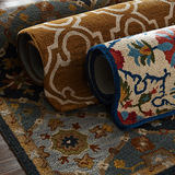 印度进口纯手工羊毛地毯 欧美式客厅卧室地毯现代时尚床边毯 麦田