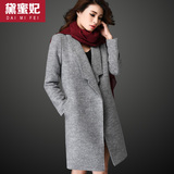毛呢外套女2015新款女装韩版修身中长款加厚羊绒中款羊毛呢子大衣