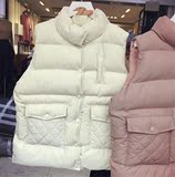 韩国代购2015秋冬韩版加厚宽松短款棉衣口袋羽绒马甲背心外套女厚