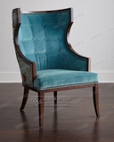 新款特价美式乡村客厅实木单人沙发椅休闲椅布艺设计师影楼洽谈椅