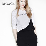 MO&Co.字母七分袖T恤纯棉女圆领套头MA152TST51 moco