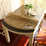 伸缩折叠椭圆形透明彩色pvc餐桌布防水烫免洗圆桌台布软玻璃桌垫
