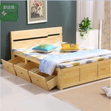 实木储物床高箱双人床1.8米1.5松木床地柜床箱体床抽屉储物高箱床