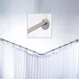 德国进口淋浴室转角浴帘杆U L形弧形浴帘杆免打孔伸缩浴杆直杆型