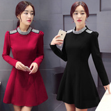2016春季新款中裙子女 25-30-40-45岁韩版修身优雅长袖连衣裙女装