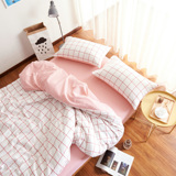 日式格子条纹全棉色织磨毛三四件套秋冬保暖简约床单床笠床上用品