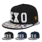 青少年学生韩版潮流EXO组合亚克力铆钉平板帽街舞帽男式棒球帽子
