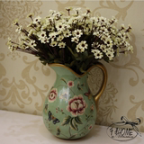 美式乡村陶瓷手绘花瓶摆件茶几玄关餐桌床头花瓶家居软装摆件装饰