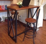 铁艺高脚桌酒吧桌电脑桌实木欧式咖啡桌玄关桌子小桌组合吧台复古