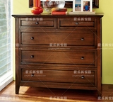 美式乡村实木橡木斗柜法式5斗柜卧室复古抽屉欧式现代做旧储物柜