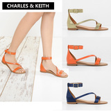 新加坡CHARLES&KEITH夏季女士休闲罗马风平底鞋凉鞋 CK1-70300316