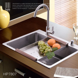 汉派304厨房不锈钢水槽单槽1个  洗菜盆 台下盆手工水槽 HPB02A