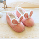 猪猪 甜美小兔子室内冬拖鞋包跟女 冬季家居可爱卡通保暖棉鞋