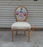 沙发凳 实木复古橡胶木 欧式 法式 外贸尾单低价处理美式乡村餐椅