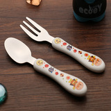 日韩新品  宝宝不锈钢叉勺餐具儿童便携旅行面包超人叉勺套装