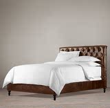 欧式真皮高档婚床美式风格1.8米大床方床北欧宜家卧室高端家具