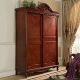 美式实木雕刻趟门衣柜欧式新古典衣橱换衣柜小户型储物柜卧室家具