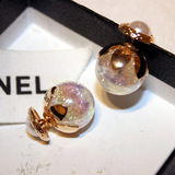时尚韩国气质耳环水晶色花朵珍珠双面可佩戴耳钉耳坠防过敏耳饰女