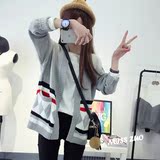 2016春季民族风学生毛衣女韩版开衫针织衫外套几何学院风宽松上衣