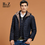 B＆Z2015冬季新款连帽修身棉服超薄便携式棉衣男冬装青年棉服外套