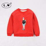 L.M kids韩国品牌童装冬季15年新款儿童套头加绒卡通卫衣男女绒衫