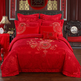 加厚刺绣红色结婚庆床品1.5m 1.8m新中式床上用品纯棉全棉四件套