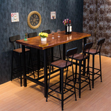 包邮美式铁艺高脚凳实木星巴克酒吧桌椅组合吧台咖啡厅长桌办公桌