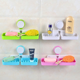 吸盘肥皂盒 浴室强力卫生间双格沥水双格肥皂架创意壁挂香皂盒