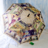 包邮创意油画自动晴雨伞银胶超强防晒遮阳伞浪漫韩国个性长柄伞潮