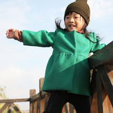 韩版冬装儿童上衣小童外出服斗篷衫 女童羊毛呢风衣外套中长款潮