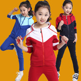 2015新款韩版春秋装运动服长袖休闲修身两件套儿童校服男女童套装