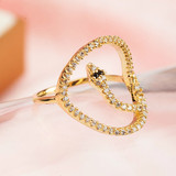 意施利包14K金黄金微镶嵌排钻指环 蛇形可爱戒指 女韩版个性包邮